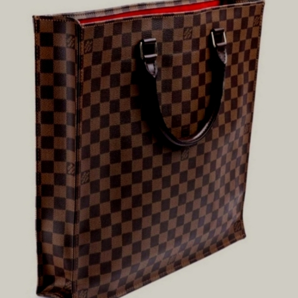 Louis Vuitton Brown Tan Sac Plat Tote Bag with Iconic Damier Ebene Coated Canvas - Picture 8 of 10